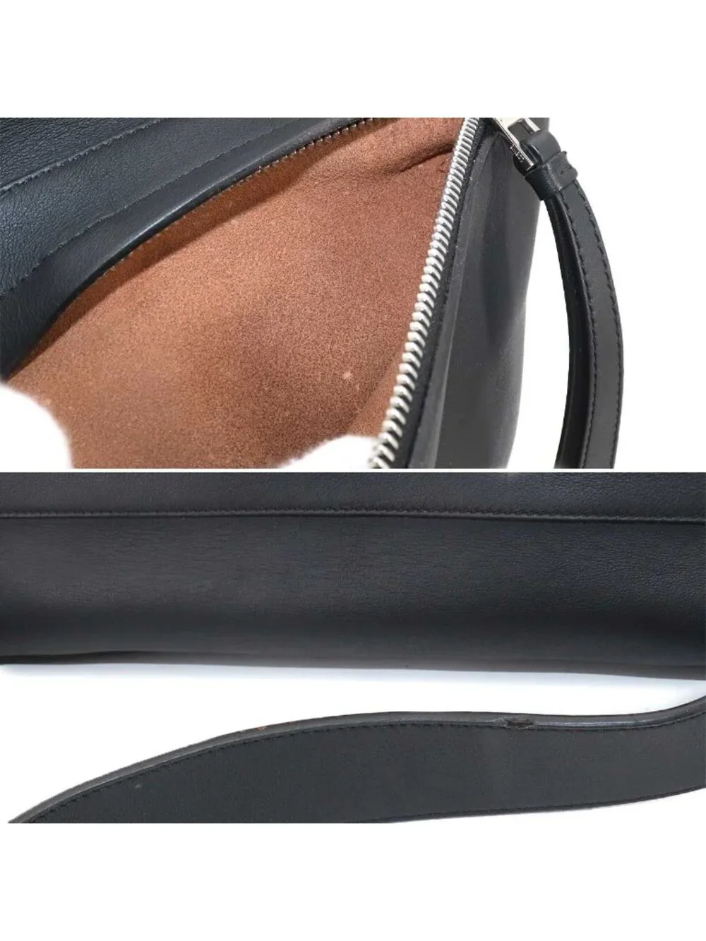 Loewe Military Messenger Shoulder Bag Leather Black Silver 337 02